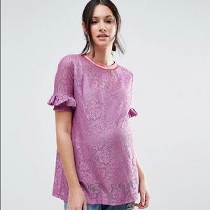 ASOS Maternity Floral Lace Top with Ruffle Detail